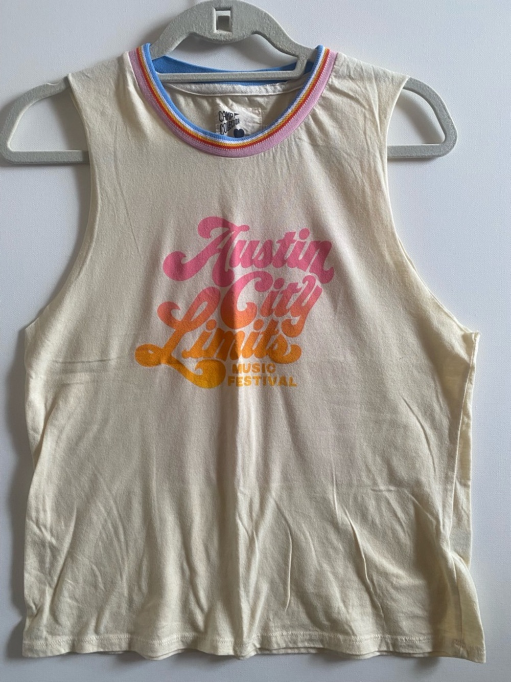 Camp Collection - Austin City Limits Cream Graphic Muscle Tank Top